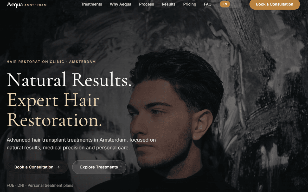 Hair Restoration Clinic homepage preview